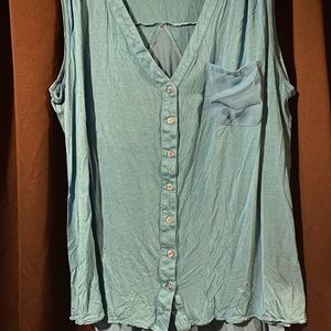 Blue High low tank top August Silk 1X